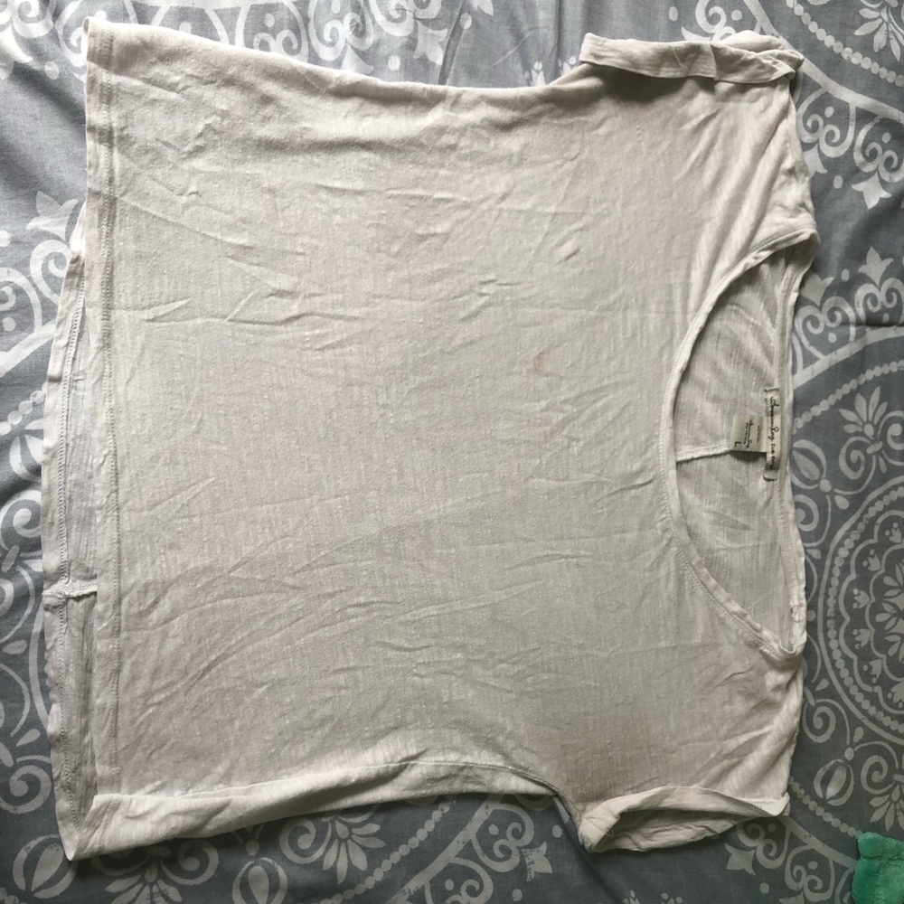 Large Semi-Cropped Semi-Transparent White T-Shirt